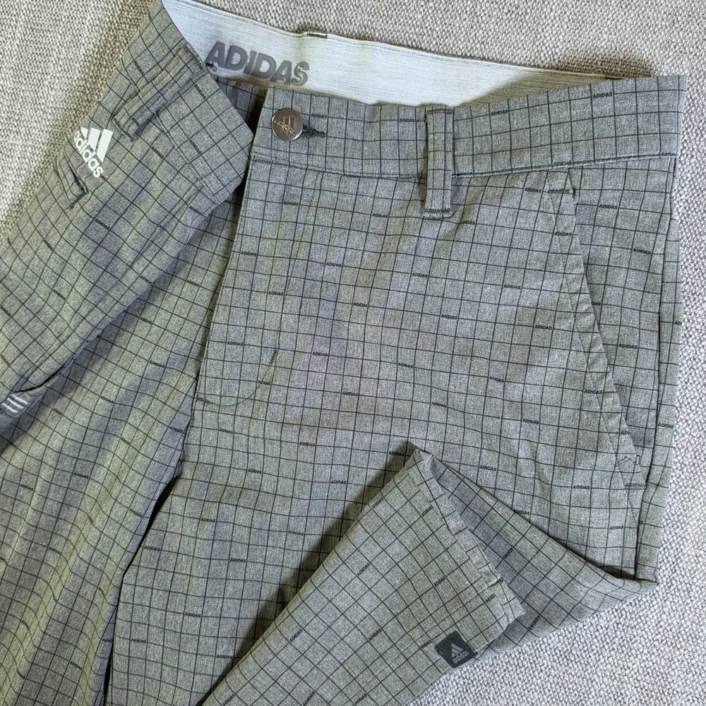 Adidas‎ Golf Shorts Mens 30/8  Grey Grid Pattern Stretch EA2904
